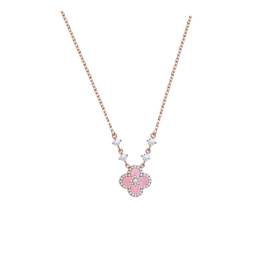 粉色滴胶四叶草项链女时尚小众轻奢设计感锁骨链个性高级感潮颈链 - 图3