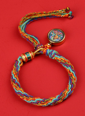 唐卡编织藏式轮回手绳六字真言本命年八大守护神手链饰品寓意