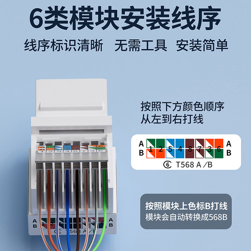 86型网络面板电脑网线插座暗装超五类六类千兆免打模块直通单双口 - 图2