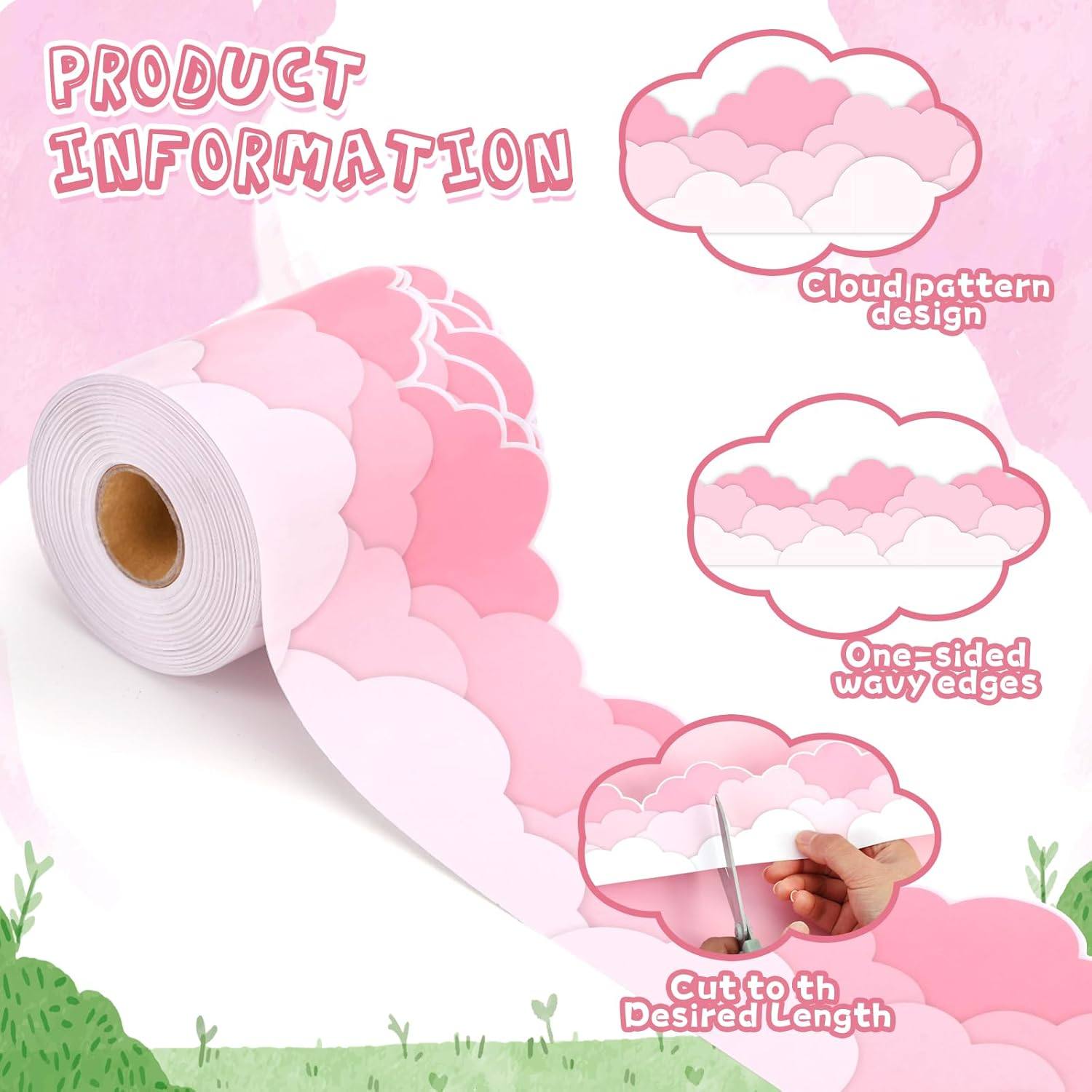 ins粉色云朵边框墙面美化装饰贴纸布置造景diy自粘踢脚线地脚线,淘宝优惠券,粉丝福利购,淘宝优惠卷