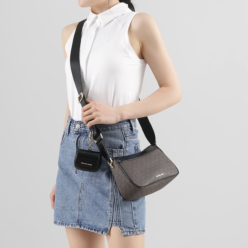 【自营】mk迈克科尔斯 女士中号单肩斜挎包带小包 32F3GJ6C8B棕色 - 图1