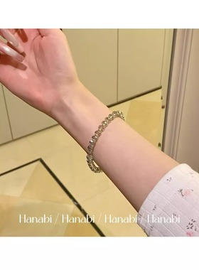 ＜花火商店＞希腊谜语 - 水晶锆石灰蓝色镀金隔片手链