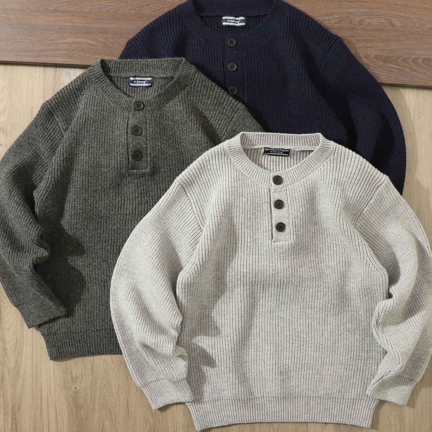 小众设计!秋冬保暖亨利领元宝针套头针织衫男慵懒廓形半开领毛衣 - 图0