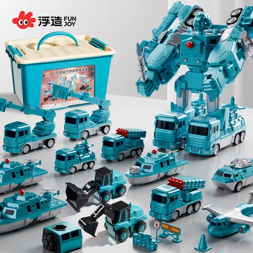 儿童磁力玩具车男孩拼装6变形益智机器人金刚2-3岁磁吸机甲礼物 - 图0