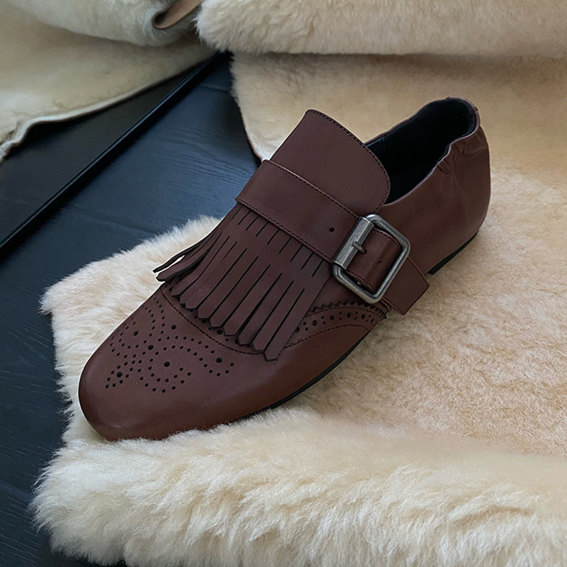 3色时髦老钱风流苏雕花皮带扣小皮鞋四季女鞋小牛皮复古平底单鞋,淘宝优惠券,粉丝福利购,淘宝优惠卷