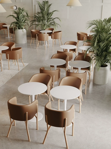 Стол стола с молочным чаем и комбинация стула Простой прием договоренности о столе четырех стул Офис офис. Случайный обеденный стол с небольшим круглым столом