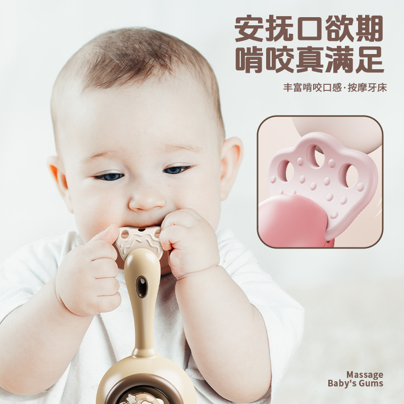 儿童益智早教启蒙玩具手拍鼓打击乐器宝宝铃鼓可咬婴幼儿0-3岁 - 图0