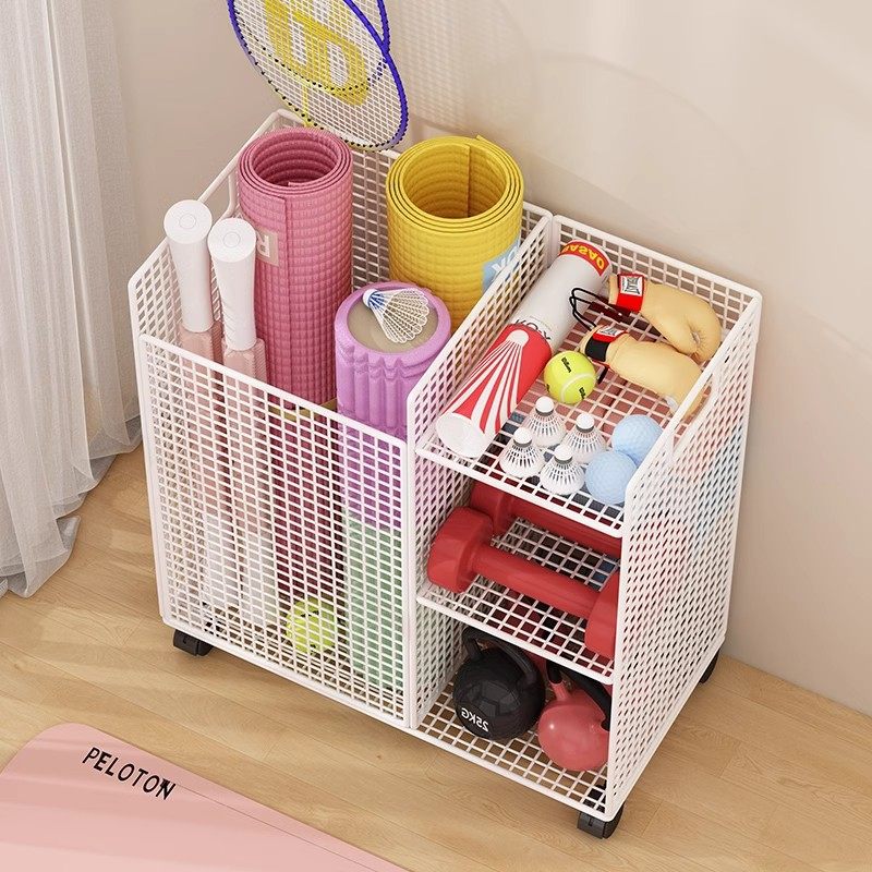 瑜伽垫收纳架健身运动器材收纳篮夹缝放羽毛球拍可移动置物收纳框,淘宝优惠券,粉丝福利购,淘宝优惠卷