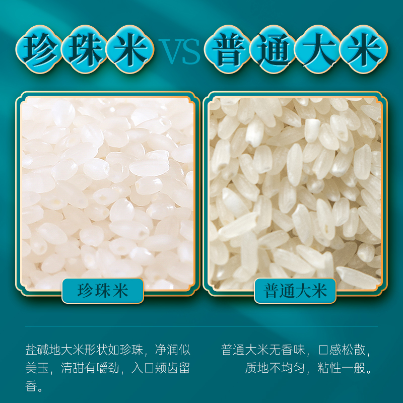 隆平芯米耐盐碱珍珠米500g*2盘锦大米蟹田粳米2斤装2023年新米 - 图1