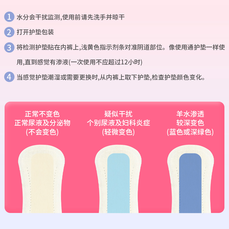 羊水检测试纸ph试纸条测孕妇早破水护垫监测护垫测试纸试剂盒医用-图0