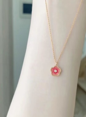 新款小桃花项链女粉红温柔仙气ins小众设计气质高级感甜美锁骨链