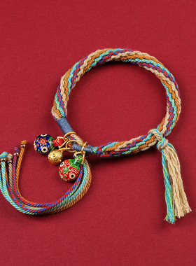 吞金兽轮回手绳五彩绳编绳国潮小众手链一家三口爸爸妈妈编织