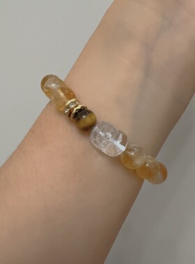 黄阿赛白水晶貔貅原创水晶手链设计款手串问完手链民族寺庙文创