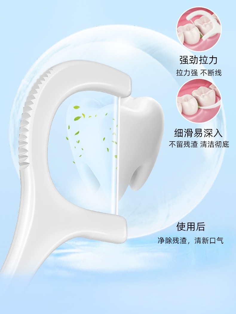 50支小竹牙线盒装超细牙线棒剔牙神器棒独立包装坚韧牙线签家庭装-图0