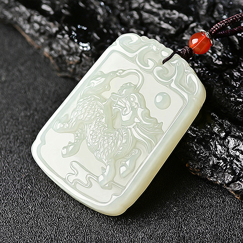 天然麒麟男士项链挂件女玉佩和田玉 添此福玉项坠/吊坠