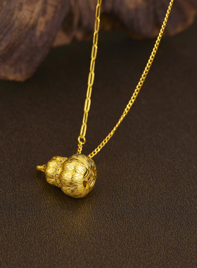 法国coss kokos925银拉丝葫芦项链女新中式古法镂空吊坠高级