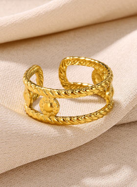 法国coss koko简约新款多层线条开口戒指几何指环女士无名指戒指