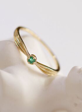 法国Coss KoKo绿岛日系镶嵌防祖母绿锆石戒指女小众设计气质百搭