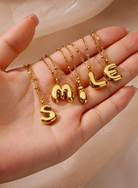 法国coss koko欧美项链镀18k金色萌字母吊坠项链女英文首字母