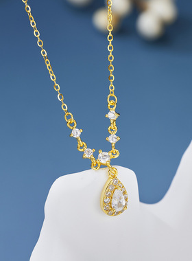 法国coss kokos925银锆石水滴项链女生时尚小众气质几何形宫廷风