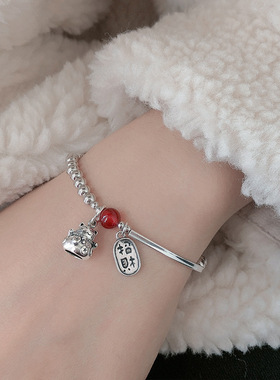 法国Coss KoKo国风招财猫风铃吊坠手链民族风复古圆珠设计感少女