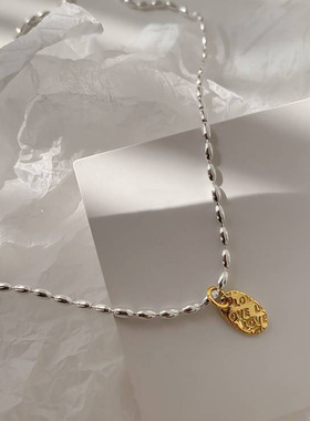 法国coss kokolove字母椭圆吊坠橄榄珠米粒项链女年新潮锁骨链