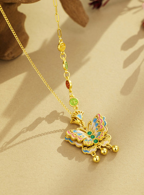 法国coss kokos925银幻彩蝴蝶项链女新中式宫廷风国潮高级感蝴蝶