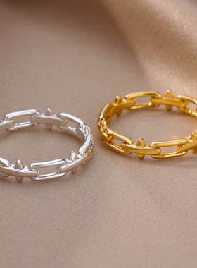 法国coss kokoins风简约戒指镂空戒指18k油压几何戒指男女