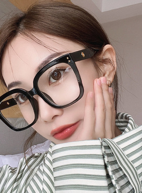 法国coss koko方形有洞镂空平光镜防蓝光新款眼镜框欧美米钉