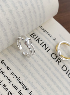 法国coss koko博主简约潮流拼色交叉打结开口戒指女食指环年新款