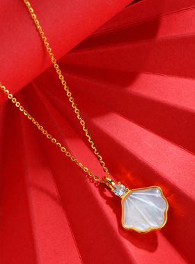 法国coss koko国潮风s925银一贝子项链女贝壳鹿角动物吊坠一路有