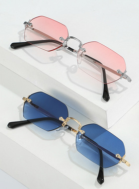 法国coss koko新款无框太阳镜 国际站热款多边形切边眼镜时尚ins