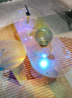 ins网红glas茶几北欧彩虹玻璃
