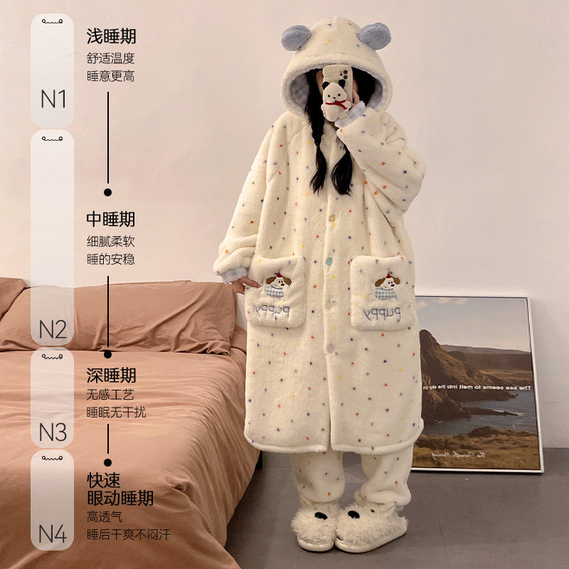 猫人睡袍女珊瑚绒秋冬季加厚加绒2026新款卡通睡衣长款冬天家居服,淘宝优惠券,粉丝福利购,淘宝优惠卷