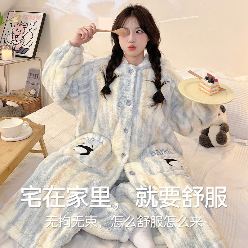 猫人珊瑚绒睡袍女秋冬季2025新款长款卡通可爱睡衣加绒加厚家居服,淘宝优惠券,粉丝福利购,淘宝优惠卷