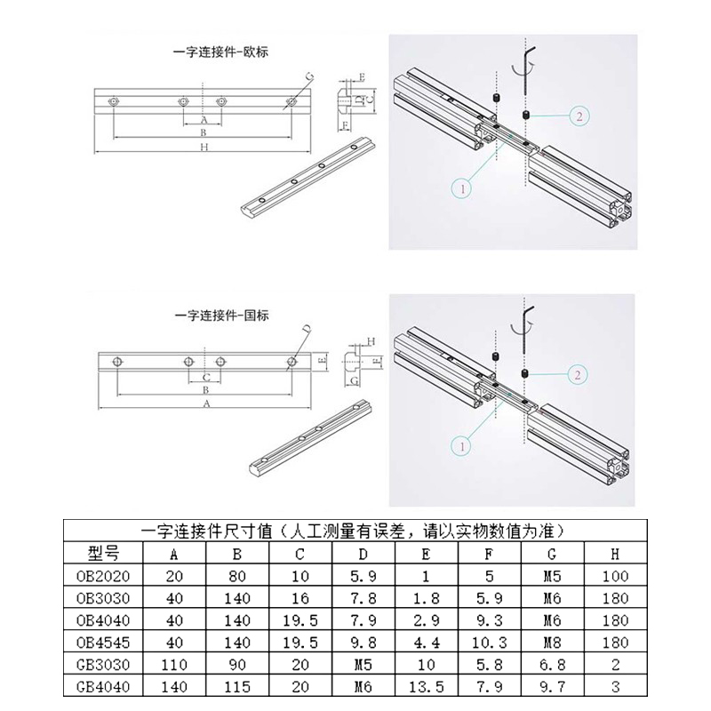 铝型材一字连接件20 30 40 45欧标国标槽条对接一字配件厂家直销 - 图0