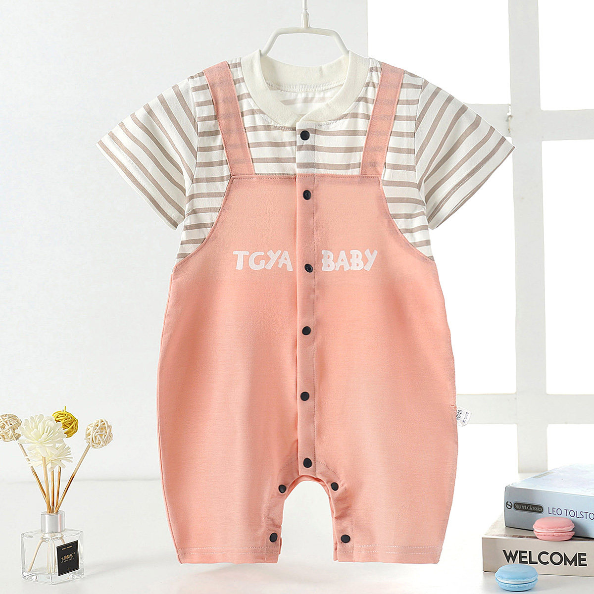 夏季婴儿哈衣薄款短袖 多才米奇童装店连身衣/爬服/哈衣