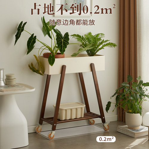 实木可移动花架客厅盆栽多层摆放架阳台落地式家用绿植收纳置物架 - 图3