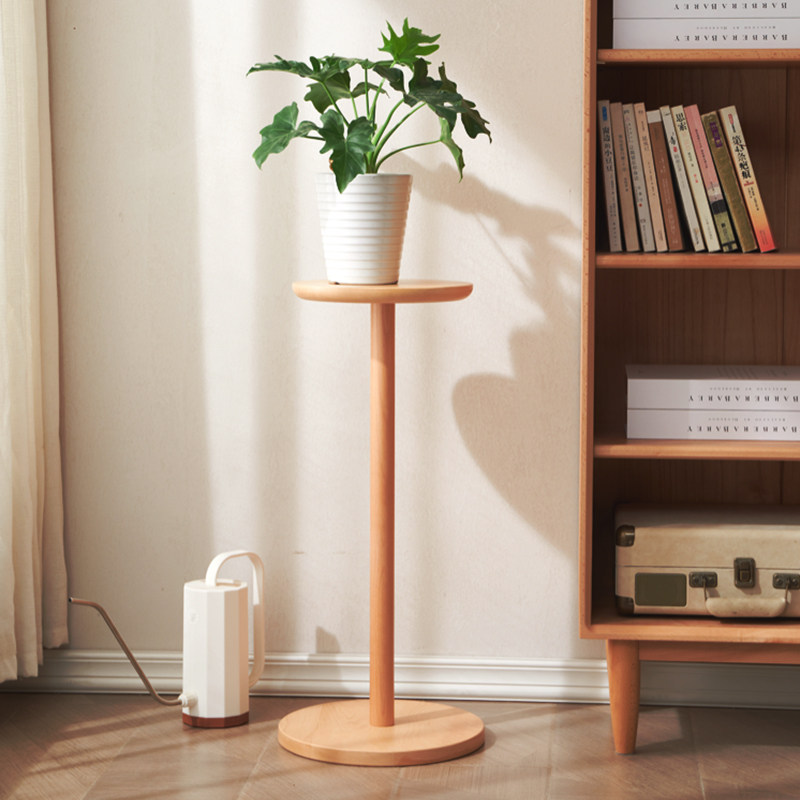 北欧简约花架榉木单盆置物架落地式花几创意绿植阳台客厅花盆架子,淘宝优惠券,粉丝福利购,淘宝优惠卷