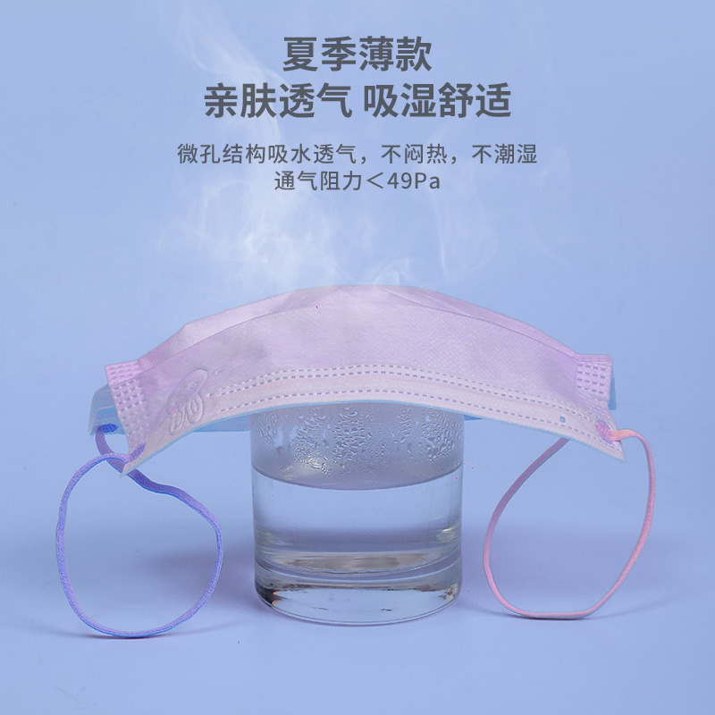 界面夏季薄款粉色医用外科口罩女一次性三层防护独立包装成人用