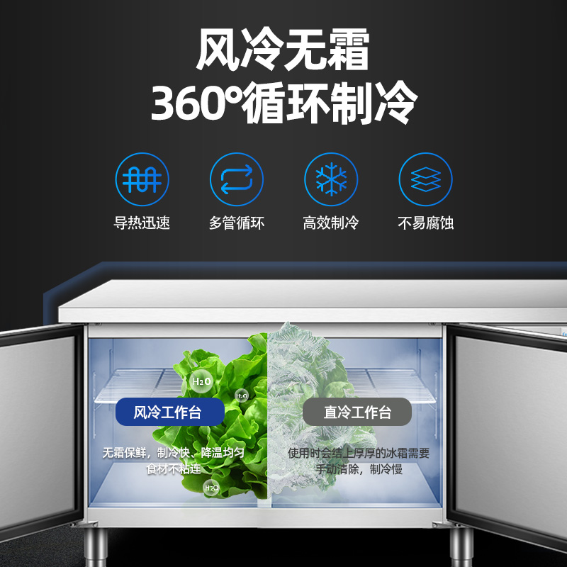新飞商用无霜风冷保鲜工作台冰柜风冷无霜冷冻冷藏柜烘焙设备全套 - 图2