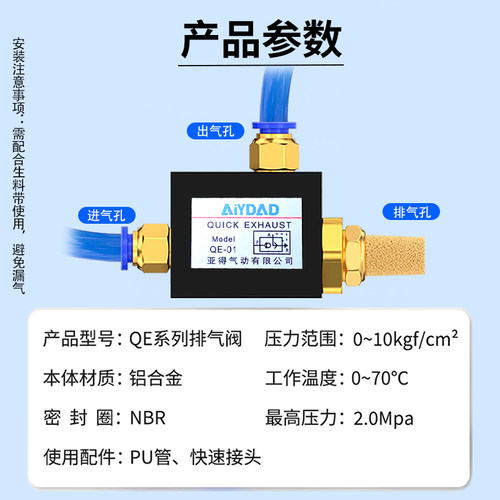 快速排气阀QE-01 02 03 04气动三孔快速排气阀快排阀1分2分3分4分 - 图1