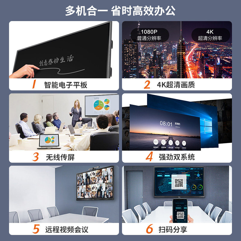 tcl会议触一体机55 /65英寸4k平板 tcl沐龙电子白板/会议教学平板一体机