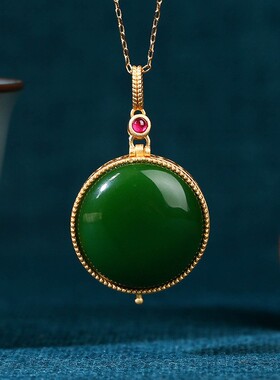 嘎乌盒子挂坠复古宫廷镂空风格放香料铜镀金仿玉石无事牌香囊吊坠