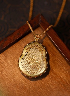 中式国潮风大肚弥勒佛项链仿祖母绿色玉髓莲花如来轻奢女款锁骨链