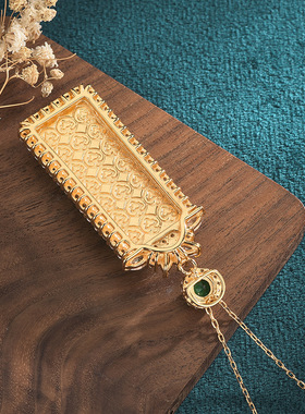 汉服旗袍项坠高冰绿玉髓方牌吊坠翡翠色无事牌玛瑙挂件男女士项链