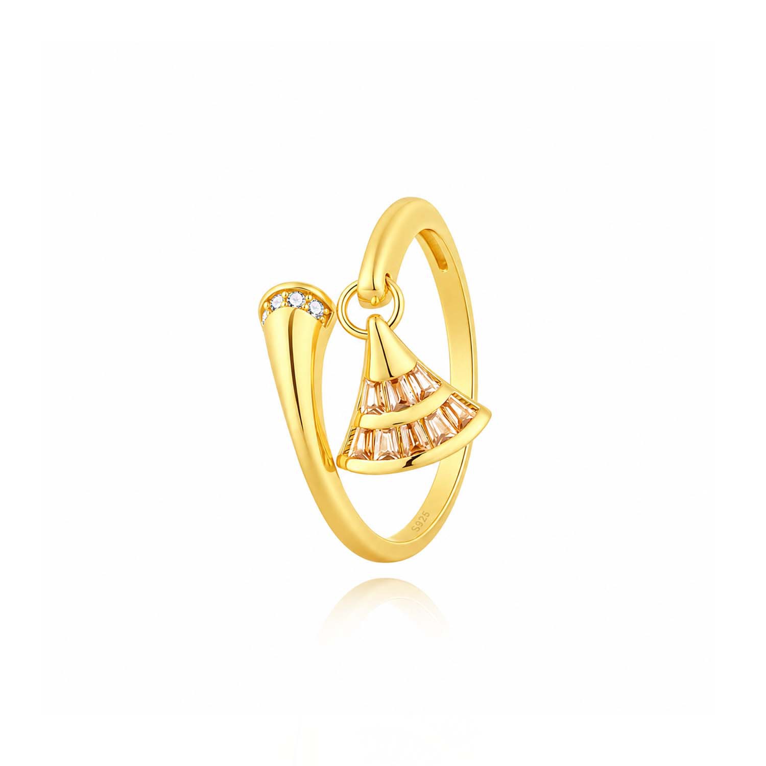 Fan-shaped exquisite ring for women 2026 new hot style light luxury high-end ring index finger ring niche design open ring