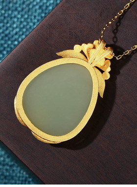 中国风复古典珐琅彩镀金仿玉坠玉佩无事牌水滴项链小红书博主热推