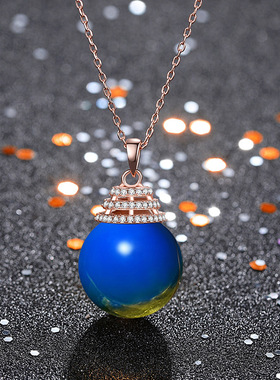 2023国潮新品配饰中国风旗袍汉服项饰二代蓝珀琥珀灯笼锁骨项链女