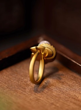 薄荷曼波绿色珍珠活口戒指女轻奢高级感不掉色戒指小众百搭不挑人